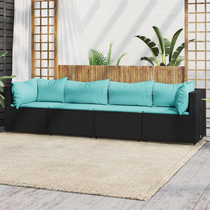 Garten-Ecksofas Mit Kissen 2 Stk. Schwarz Poly Rattan