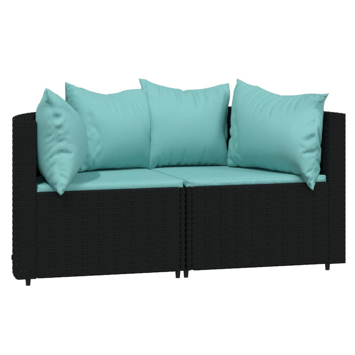 Garten-Ecksofas Mit Kissen 2 Stk. Schwarz Poly Rattan