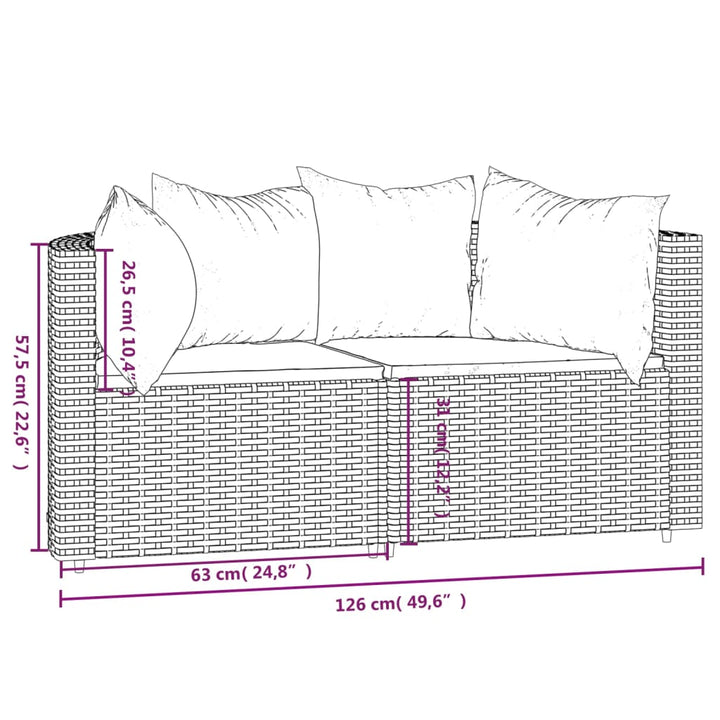 Garten-Ecksofas Mit Kissen 2 Stk. Schwarz Poly Rattan