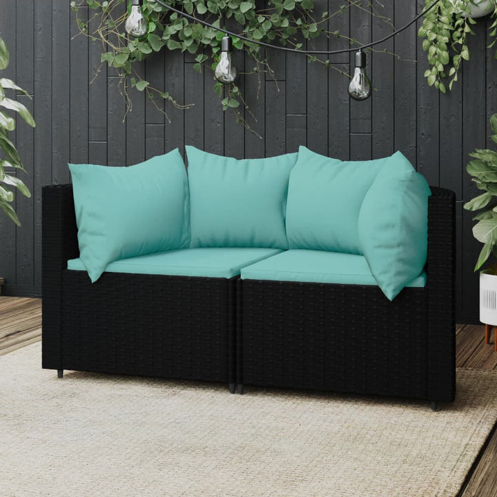 Garten-Ecksofas Mit Kissen 2 Stk. Schwarz Poly Rattan