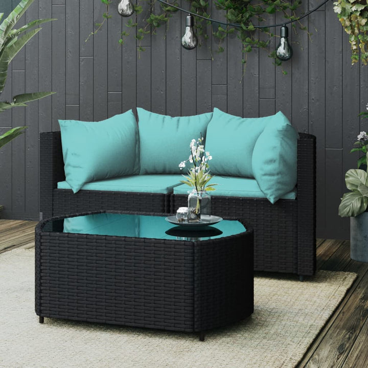 Garten-Ecksofas Mit Kissen 2 Stk. Schwarz Poly Rattan