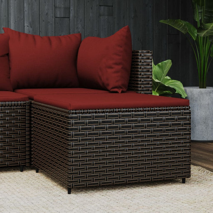 Gartenhocker Mit Kissen Schwarz Poly Rattan