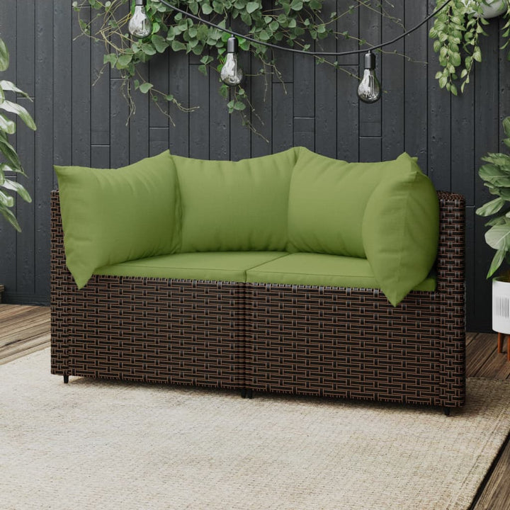 Garten-Ecksofas Mit Kissen 2 Stk. Schwarz Poly Rattan