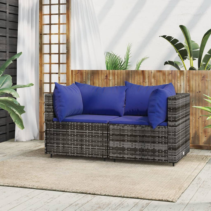 Garten-Ecksofas Mit Kissen 2 Stk. Schwarz Poly Rattan