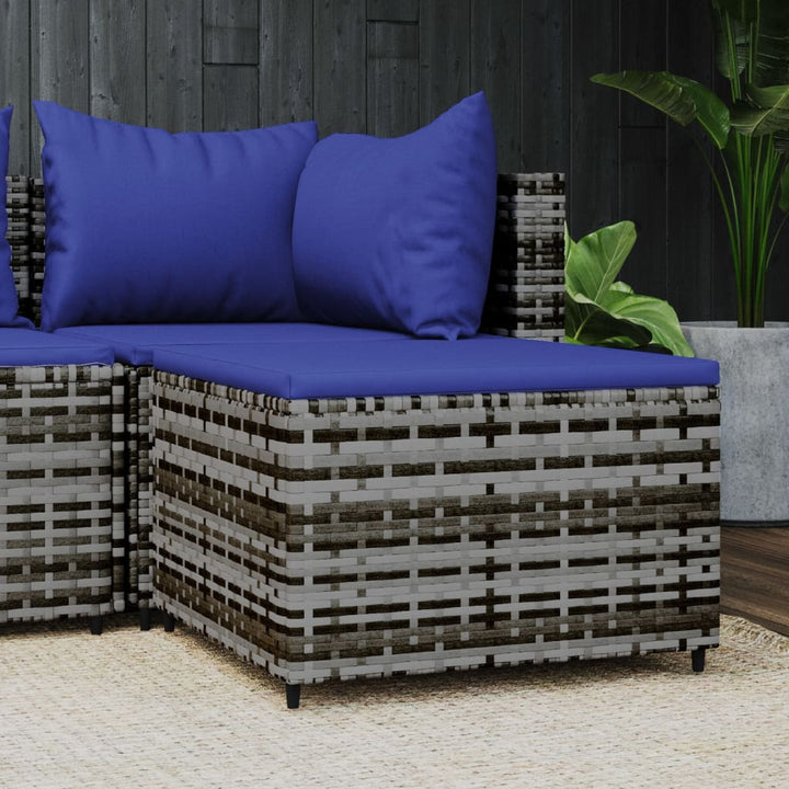 Gartenhocker Mit Kissen Schwarz Poly Rattan