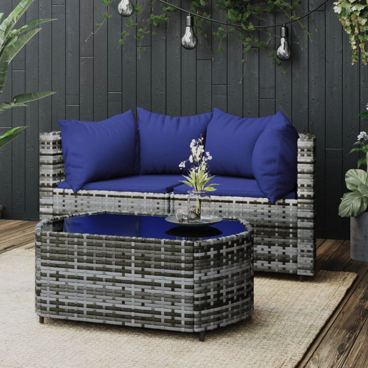 Garten-Ecksofas Mit Kissen 2 Stk. Schwarz Poly Rattan