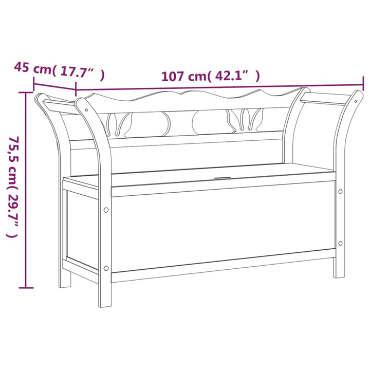 Sitzbank 107X45X75,5 Cm Massivholz Tanne