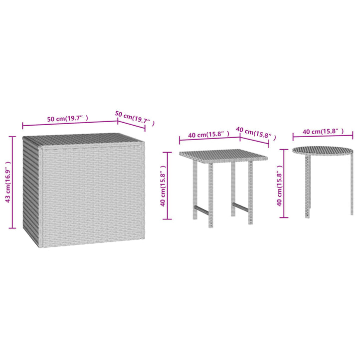 Beistelltische 3 Stk. Poly Rattan