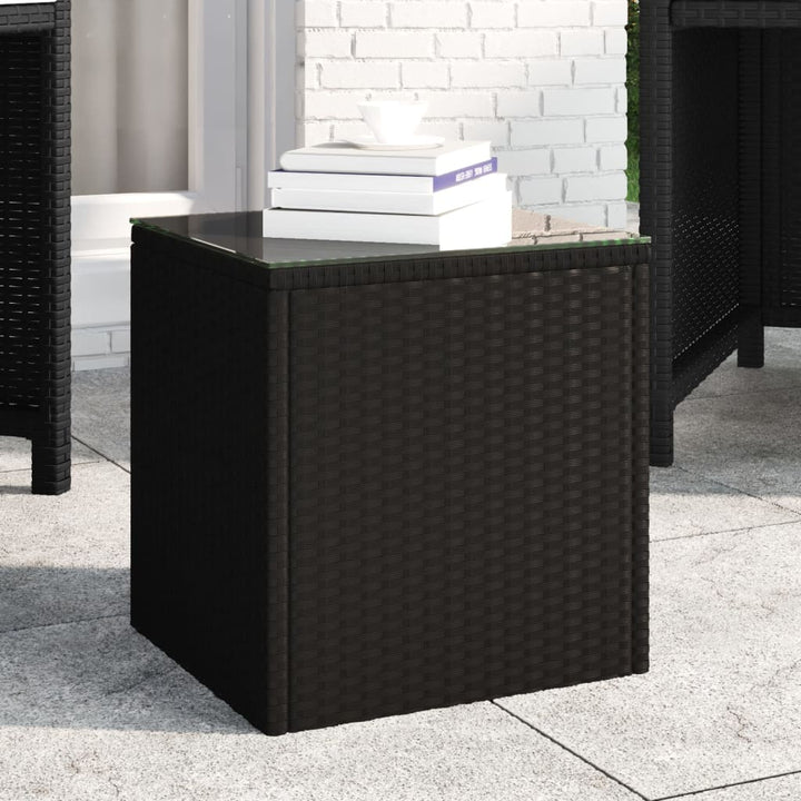 Beistelltisch 40X37X40,5 Cm Poly Rattan Und Hartglas