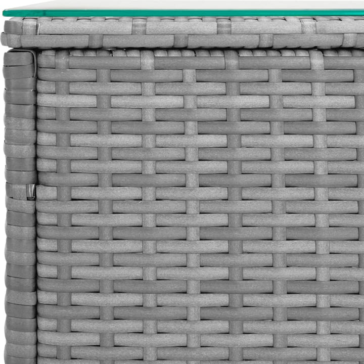 Beistelltisch 40X37X40,5 Cm Poly Rattan Und Hartglas