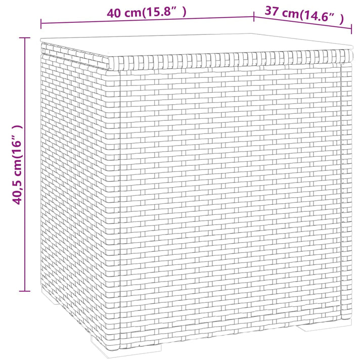 Beistelltisch 40X37X40,5 Cm Poly Rattan Und Hartglas