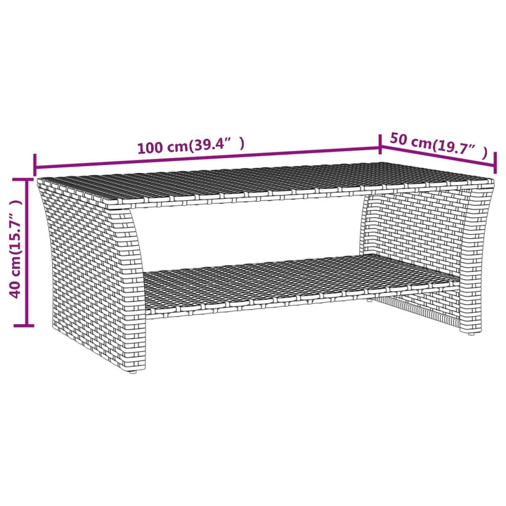 Couchtisch 100X50X40 Cm Poly Rattan