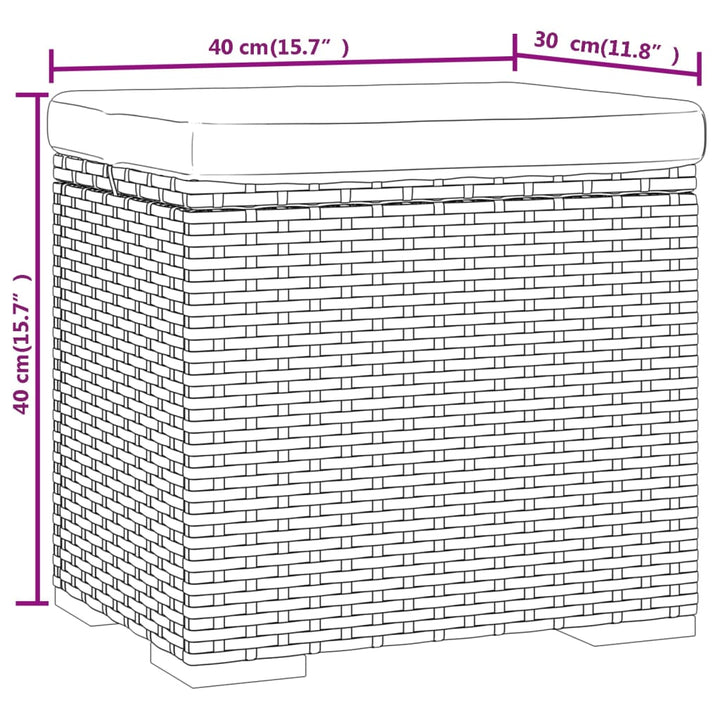 Hocker Mit Kissen 40X30X40 Cm Poly Rattan