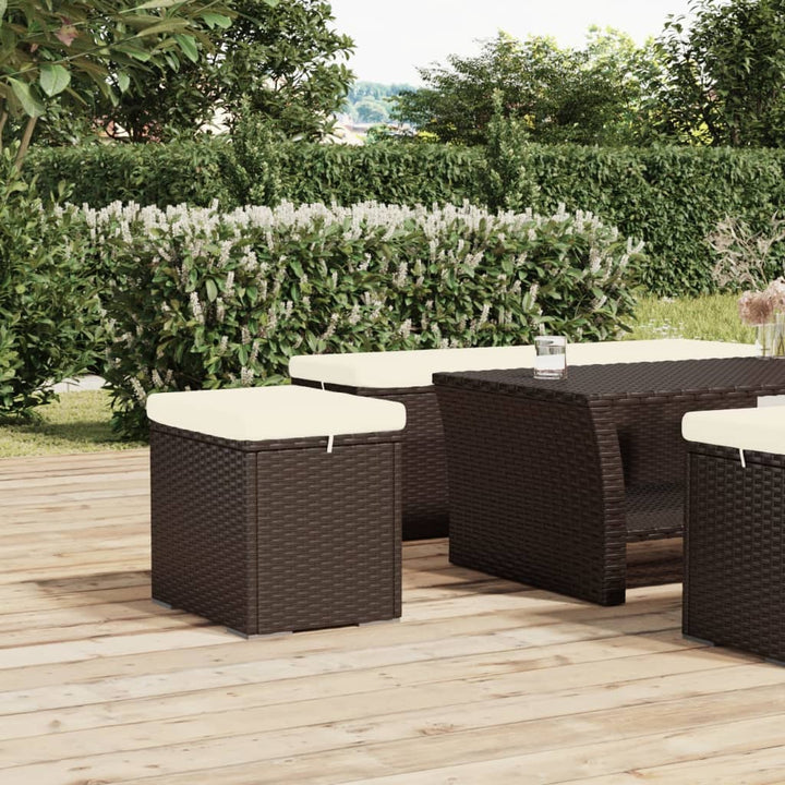 Hocker Mit Kissen 40X30X40 Cm Poly Rattan