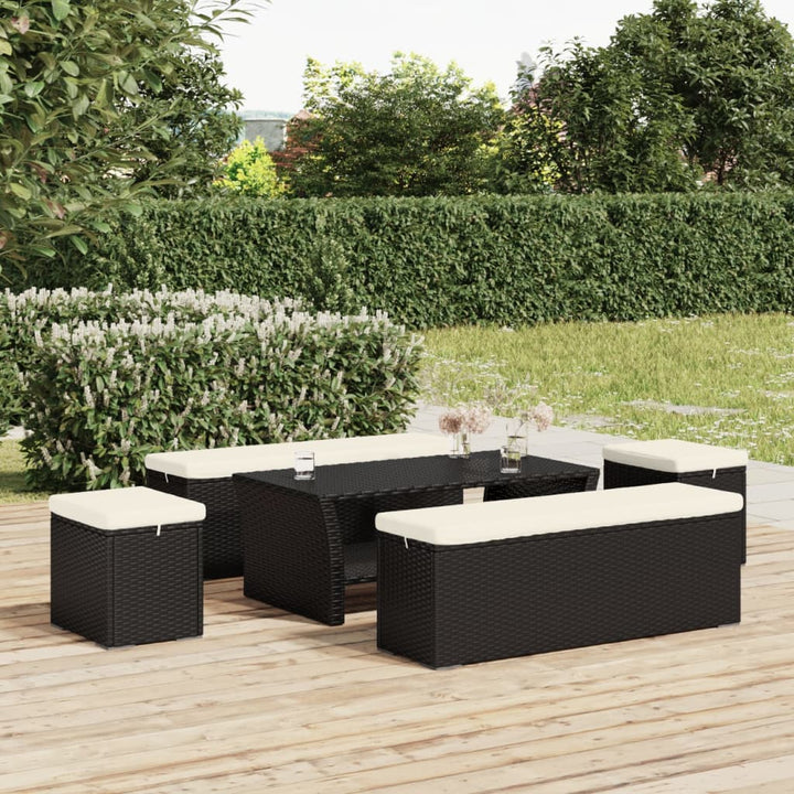 Hocker Mit Kissen 40X30X40 Cm Poly Rattan