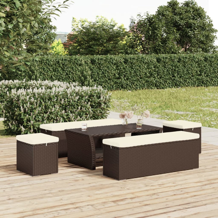 Hocker Mit Kissen 40X30X40 Cm Poly Rattan