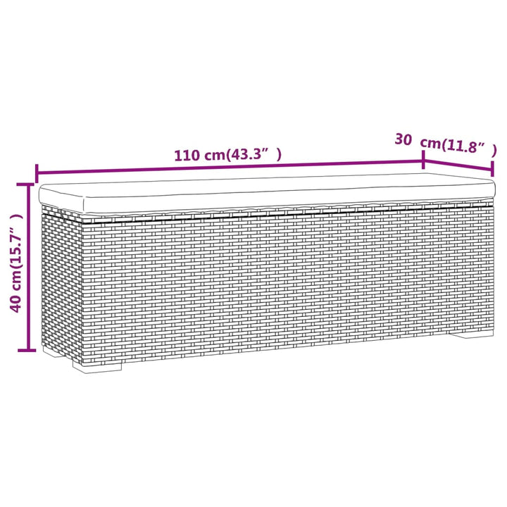 Hockerbank Mit Sitzkissen 110X30X40 Cm Poly Rattan