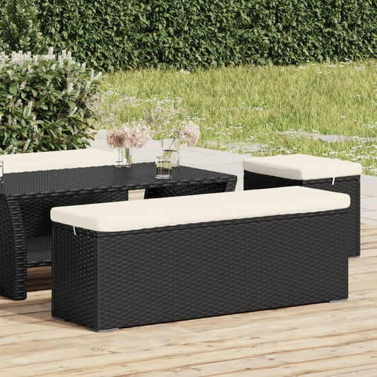 Hockerbank Mit Sitzkissen 110X30X40 Cm Poly Rattan