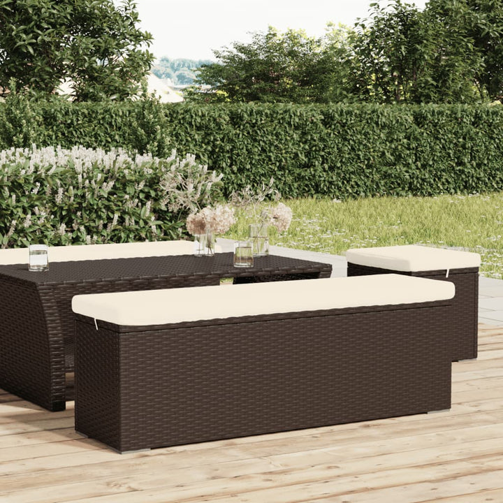 Hockerbank Mit Sitzkissen 110X30X40 Cm Poly Rattan