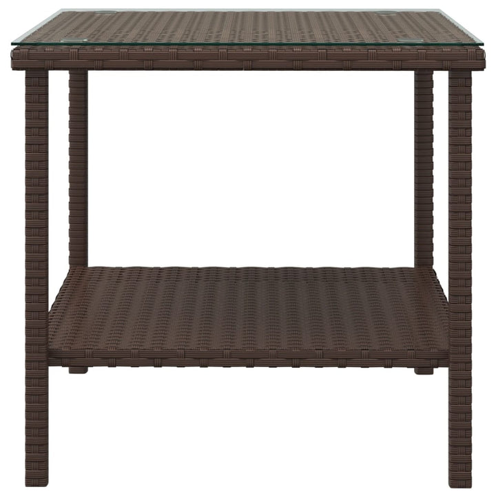 Beistelltisch 45X45X45 Cm Poly Rattan Und Hartglas