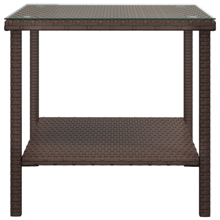 Beistelltisch 45X45X45 Cm Poly Rattan Und Hartglas