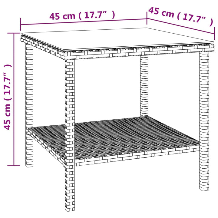 Beistelltisch 45X45X45 Cm Poly Rattan Und Hartglas