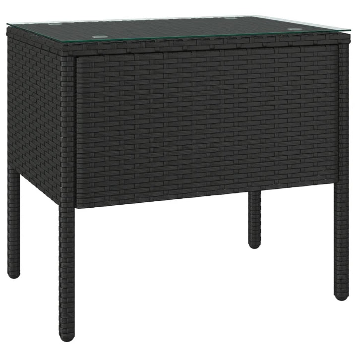 Beistelltisch 53X37X48 Cm Poly Rattan Und Hartglas