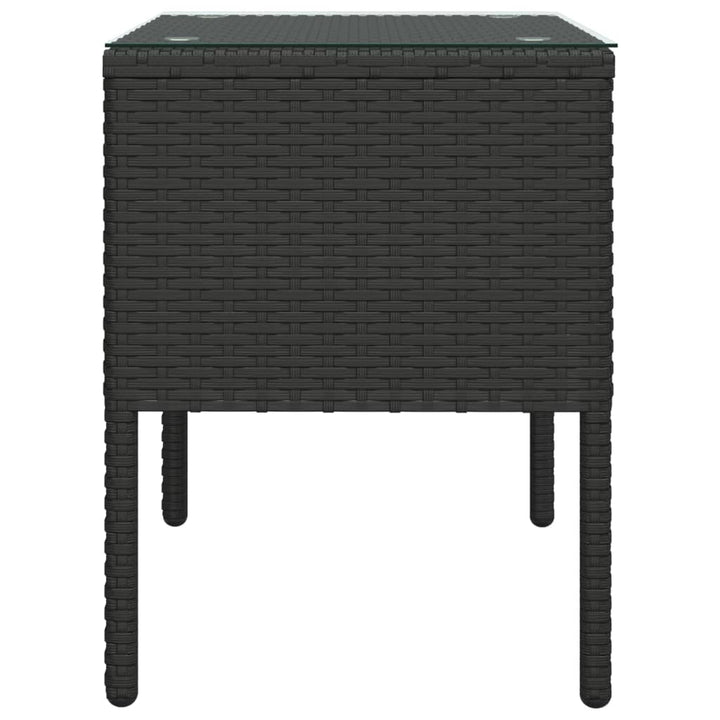 Beistelltisch 53X37X48 Cm Poly Rattan Und Hartglas