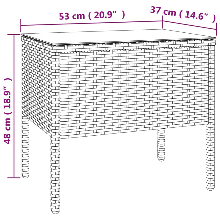 Beistelltisch 53X37X48 Cm Poly Rattan Und Hartglas