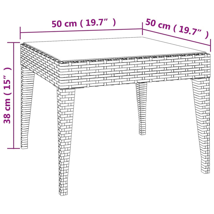 Beistelltisch 50X50X38 Cm Poly Rattan Und Hartglas