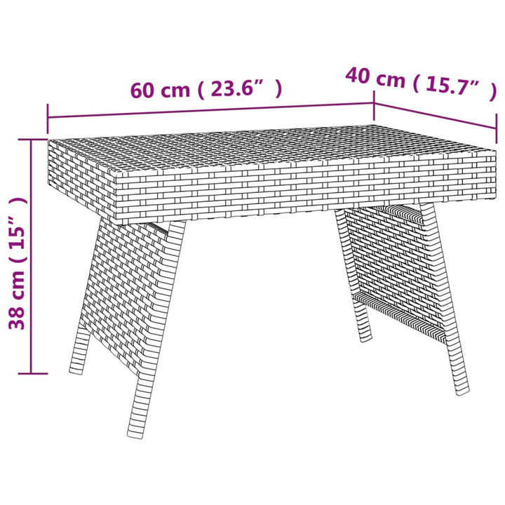 Beistelltisch Klappbar 60X40X38 Cm Poly Rattan