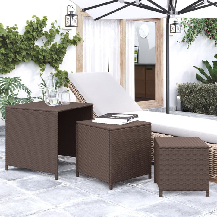 Satztische 3 Stk. Poly Rattan