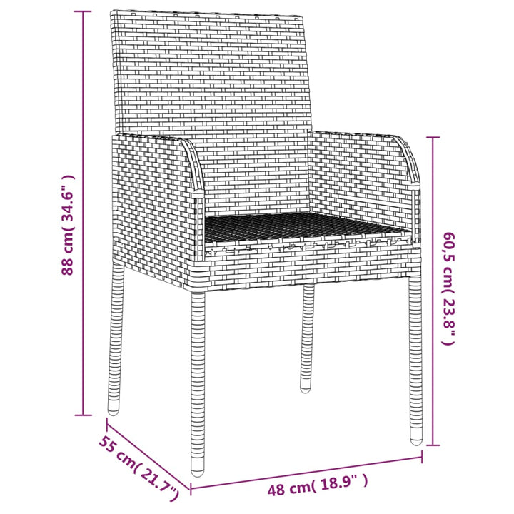 Gartenstühle Mit Kissen 2 Stk. Poly Rattan