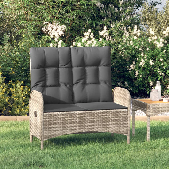 Gartenbank Mit Liegefunktion & Kissen 107Cm Poly Rattan