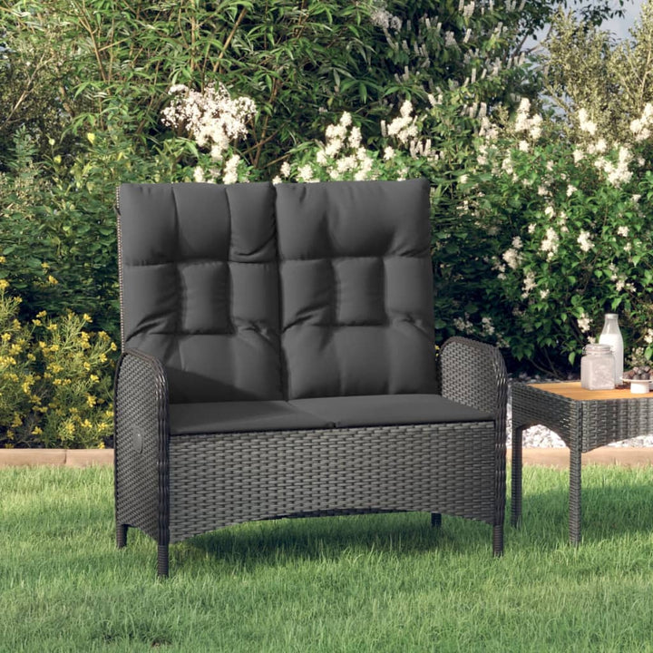 Gartenbank Mit Liegefunktion & Kissen 107Cm Poly Rattan