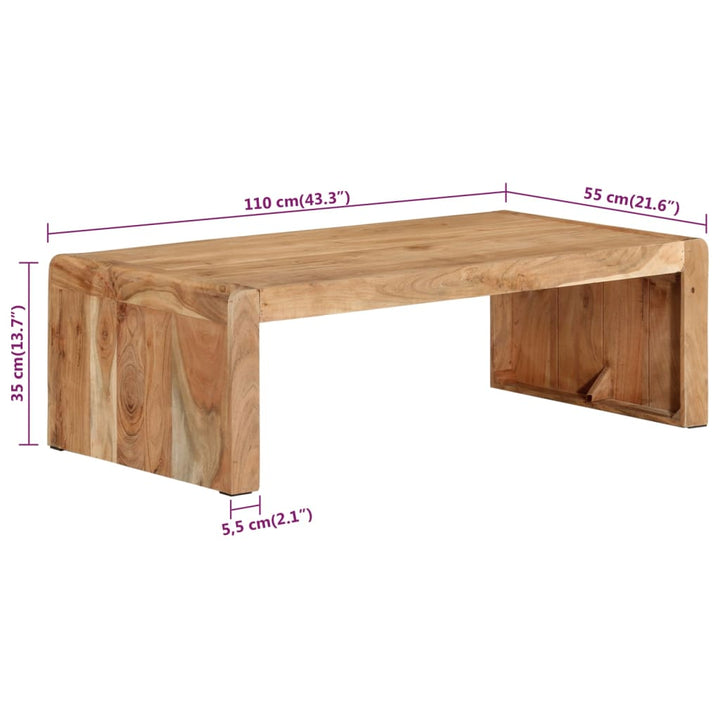 Couchtisch 110X55X35 Cm Massivholz Akazie