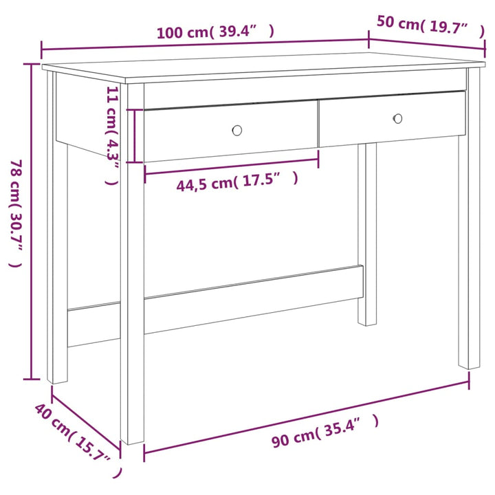 Schreibtisch Mit Schubladen 100X50X78 Cm Massivholz