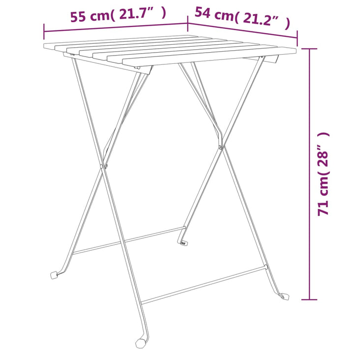 Bistrotisch Klappbar 55X54X71 Cm Massivholz Teak Und Stahl