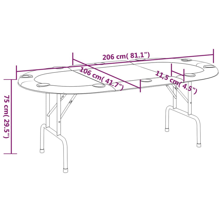 Pokertisch Klappbar 10 Spieler 207X106X76 Cm