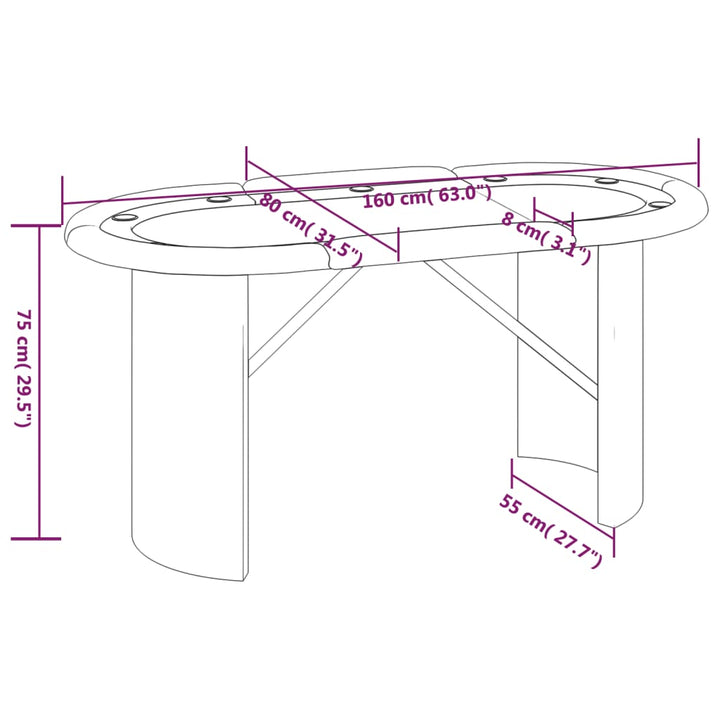 Pokertisch 10 Spieler 160X80X75 Cm