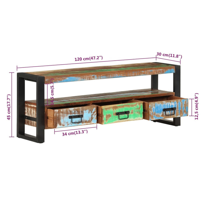 Tv-Schrank 120X30X45 Cm Altholz Massiv