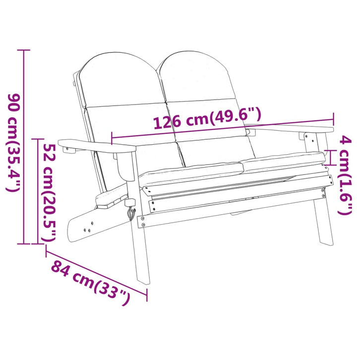 Adirondack-Gartenbank Mit Kissen 126 Cm Massivholz Akazie