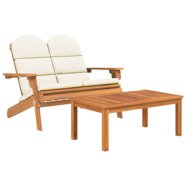 2-Tlg. Garten-Lounge-Set Adirondack Massivholz Akazie Cremeweiß