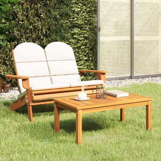 2-Tlg. Garten-Lounge-Set Adirondack Massivholz Akazie Cremeweiß