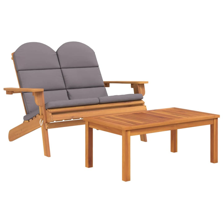 2-Tlg. Garten-Lounge-Set Adirondack Massivholz Akazie Dunkelgrau