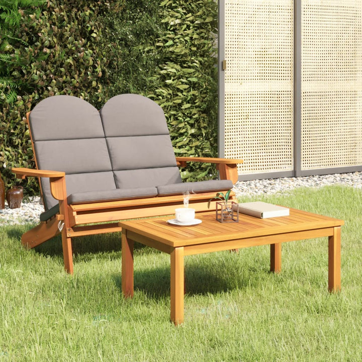 2-Tlg. Garten-Lounge-Set Adirondack Massivholz Akazie Dunkelgrau