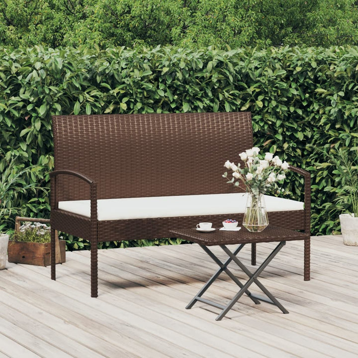 Gartenbank Mit Kissen Schwarz 105 Cm Poly Rattan