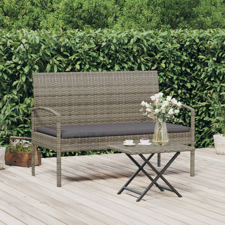 Gartenbank Mit Kissen Schwarz 105 Cm Poly Rattan