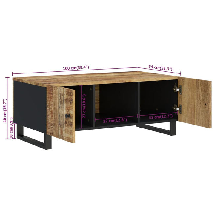 Couchtisch 100X54X40 Cm Massivholz Mango & Holzwerkstoff