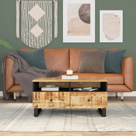 Couchtisch 80X54X40 Cm Massivholz Mango & Holzwerkstoff